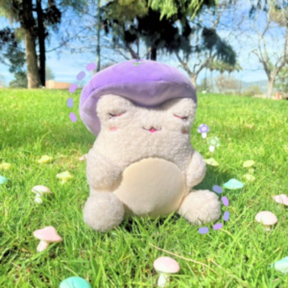 Cuddle Barn Plush Goals Wawa Plush Frog NWT with Lavender color mushroom hat
